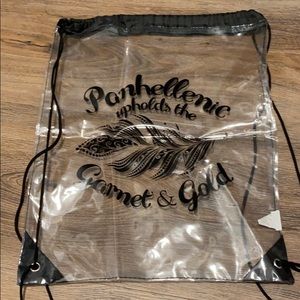Panhellenic clear drawstring bag